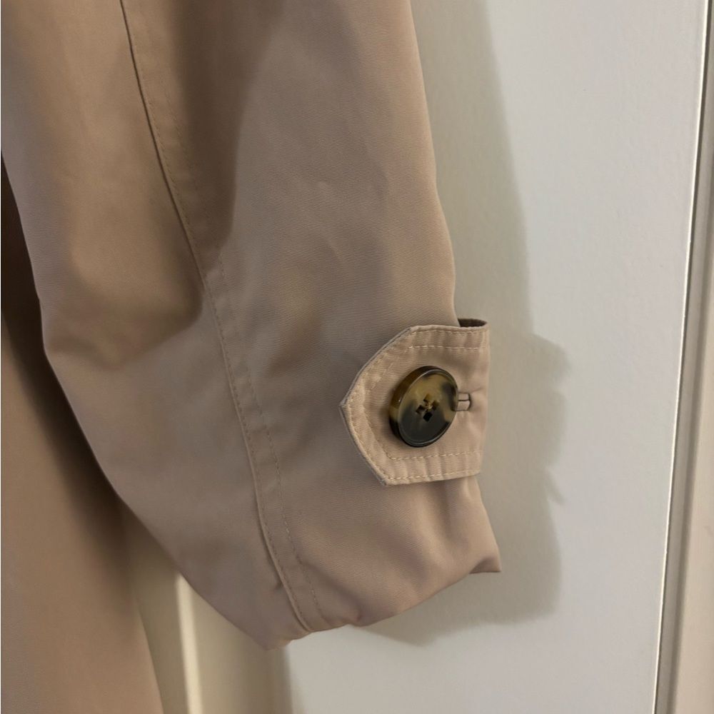 London Fog Belted Trench Coat Taupe Water Resistant Classic Elevated Small NWOT - Picture 7 of 13